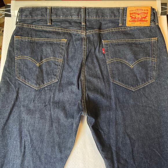 Levi’s Men Jeans 505 size W38 L30 Dark Blue Mid Rise Straight Fit - Picture 11 of 12